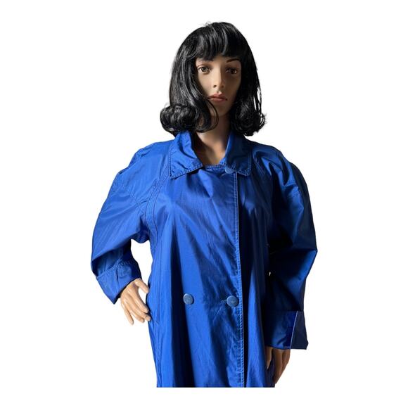 Vintage 80's Raingear Royal Blue raglan Sleeves Raincoat size 10 - Picture 7 of 12